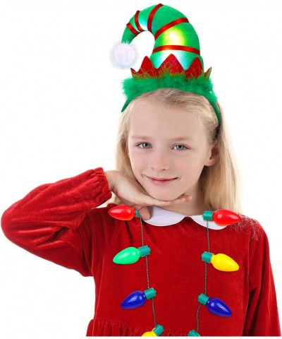 Christmas Headband Elf Hat Christmas Light-up Necklace LED Necklace Bulb Christmas Accessories for Women Kids Adults(LED Elf ...