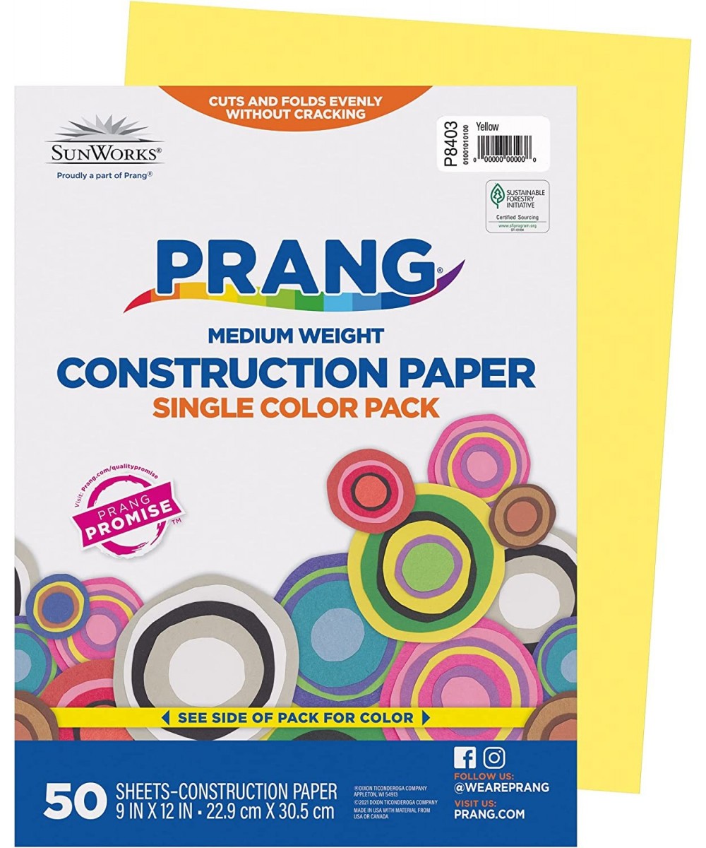 Prang (Formerly SunWorks) Construction Paper Yellow 9" x 12" 50 Sheets $12.03 Kids' Drawing & Writing Boards