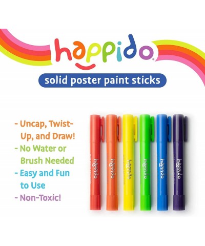 Happido Solid Poster Paint Sticks Set of 24 - Non-Toxic Mess-Free and Quick Drying Variety Pack Includes Classic Neon and Met...