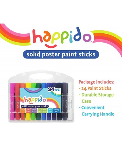 Happido Solid Poster Paint Sticks Set of 24 - Non-Toxic Mess-Free and Quick Drying Variety Pack Includes Classic Neon and Met...