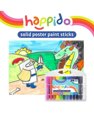 Happido Solid Poster Paint Sticks Set of 24 - Non-Toxic Mess-Free and Quick Drying Variety Pack Includes Classic Neon and Met...