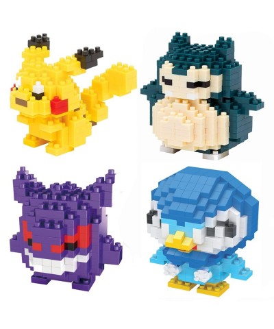 Pocket Monster Micro Building Building Blocks Sets for 3D Mini Cute Anime Figures Collection Toys 4-PCS Kit Gifts for Adults ...