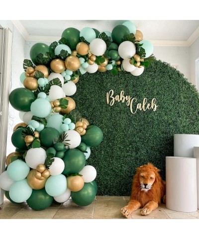 DIY Jungle Safari Balloon Garland Arch Kit - 127pcs Sage Green Mint Green White Latex Balloons Gold Metallic Chrome Balloons ...