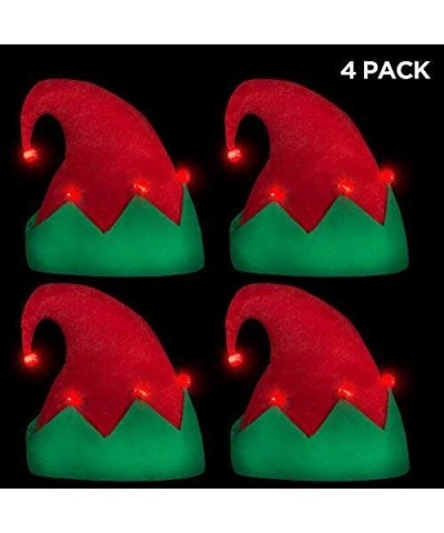 Christmas Bundle Pack | 4 Pack Light-up Elf Hats & LED Christmas Bulb Necklaces with 6 Flashing Modes $72.82 Kids' Party Hats