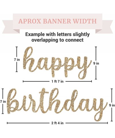 Pre-Strung Happy Birthday Banner - NO DIY - Gold Glitter Birthday Party Banner in Script - Pre-Strung Garland on 6 ft Strands...