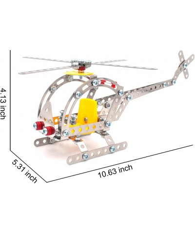 Metal Helicopter Plane Assemble Building Blocks Toy Set Kit for Child of Ages 8 and up Educational Airplane Model STEM Birthd...