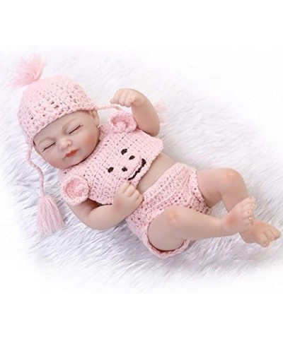 Cute Mini 10Inch 26cm Full Body Silicone Vinyl Realistic Looking Reborn Baby Dolls Lifelike Baby Girl Doll Pink Knit Wear Xma...