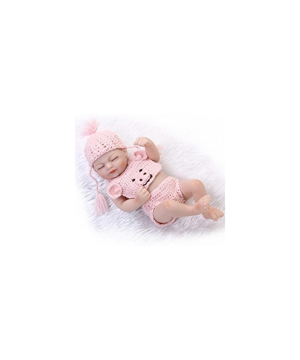 Cute Mini 10Inch 26cm Full Body Silicone Vinyl Realistic Looking Reborn Baby Dolls Lifelike Baby Girl Doll Pink Knit Wear Xma...