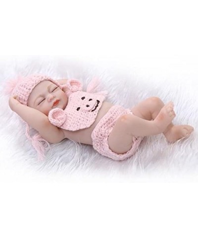 Cute Mini 10Inch 26cm Full Body Silicone Vinyl Realistic Looking Reborn Baby Dolls Lifelike Baby Girl Doll Pink Knit Wear Xma...