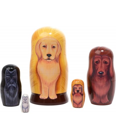 Golden Retriever Dog 5 Piece Russian Wood Nesting Doll Made in Russia Decoration $75.26 Nesting Dolls