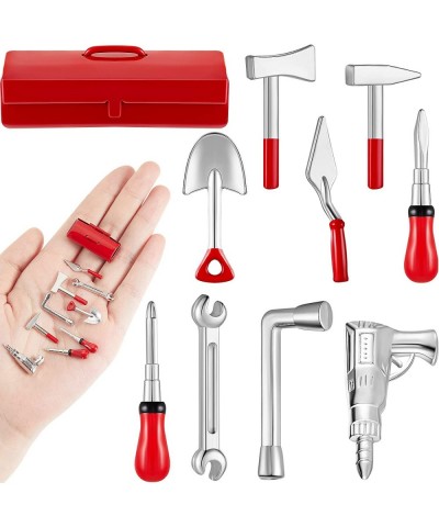 10 Pieces Dollhouse Tool Set Mini Doll House Repair Multi-Tool Include A Red Tin Box 4 Outdoor Tools and 5 Repair Tools Funny...