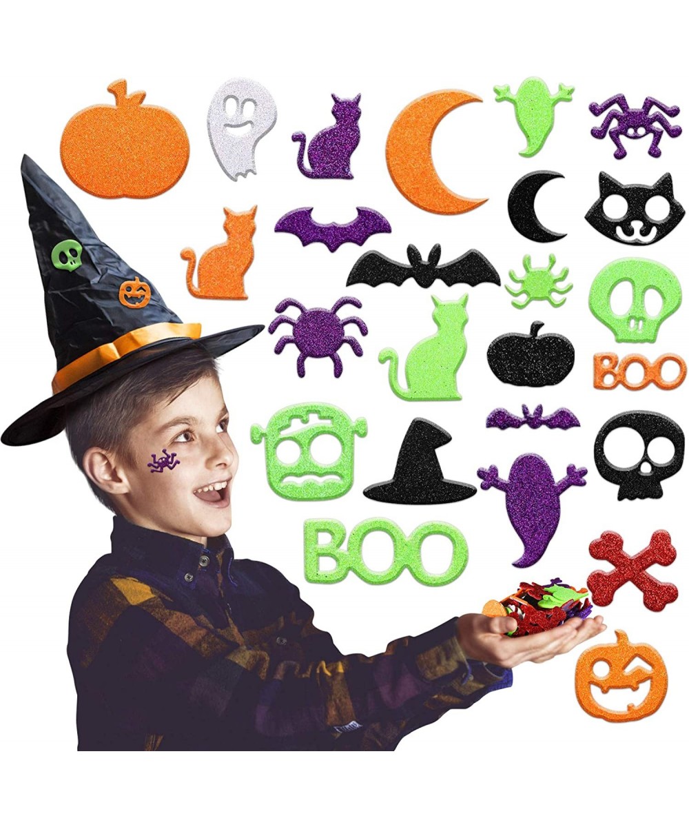 500PCS Glitter Halloween Foam Craft Stickers Self Adhesive Pumpkin Shape 3D Stickers for Pumpkin Decor Trick or Treat Bags Ca...