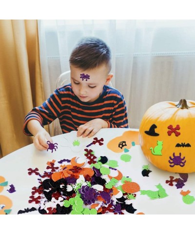 500PCS Glitter Halloween Foam Craft Stickers Self Adhesive Pumpkin Shape 3D Stickers for Pumpkin Decor Trick or Treat Bags Ca...