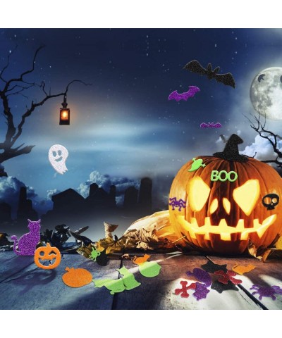 500PCS Glitter Halloween Foam Craft Stickers Self Adhesive Pumpkin Shape 3D Stickers for Pumpkin Decor Trick or Treat Bags Ca...