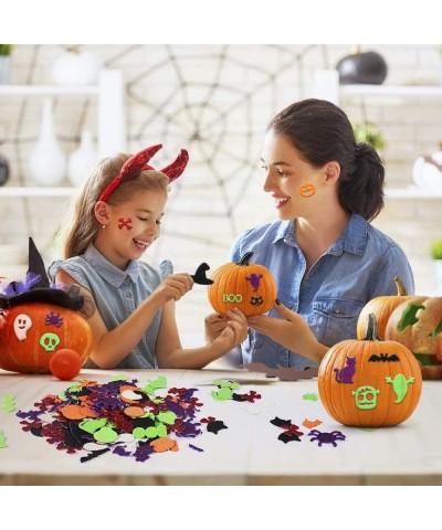 500PCS Glitter Halloween Foam Craft Stickers Self Adhesive Pumpkin Shape 3D Stickers for Pumpkin Decor Trick or Treat Bags Ca...