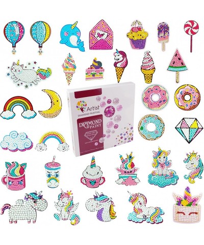 5D DIY Diamond Painting Stickers 32 pcs Patterned Unicorn Diamond Painting Kits for Kids DIY Gem Art Crafts Diamond Stickers ...