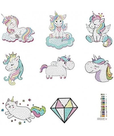 5D DIY Diamond Painting Stickers 32 pcs Patterned Unicorn Diamond Painting Kits for Kids DIY Gem Art Crafts Diamond Stickers ...