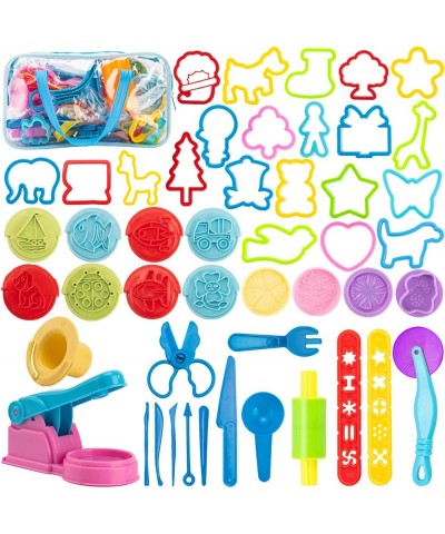 Dough Tools for Kids 50Pcs Dough Tools Kit Include Assorted Colors Dough Accessory Molds Rollers Cutters Scissors and Storage...