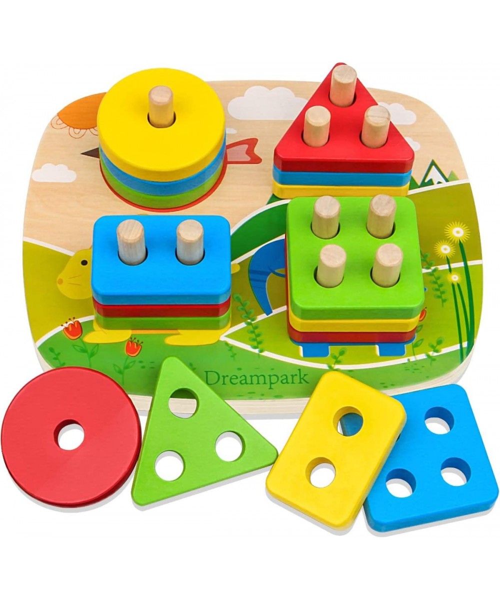 Educational Toddler Toys for Boys Girls Age 1 2 3 4 and Up Wooden Shape Color Recognition Preschool Stack and Sort Geometric ...