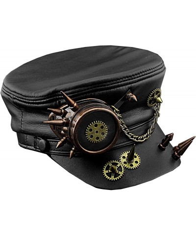 Men's Vintage Spike Steampunk Gear Goggle Leather Hat Vintage Real Cap 21 Black $64.36 Kids' Dress-Up Accessories