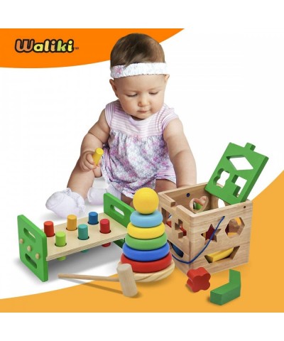 Pounding Bench with Hammer Wood Shape Sorter Box Rainbow Stacker Complete Set (3 Wooden Toys Bundle) $50.60 Early Development...