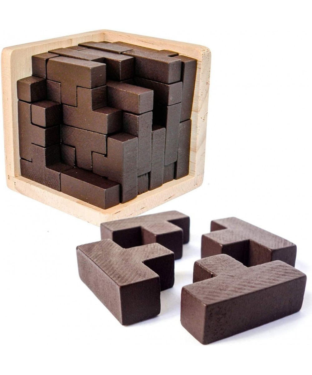 Wooden Brain Teaser Puzzle Cube Wooden Puzzles T-Shaped Jigsaw Logic Puzzle Educational Toy for Kids and Adults (Wine) $19.07...