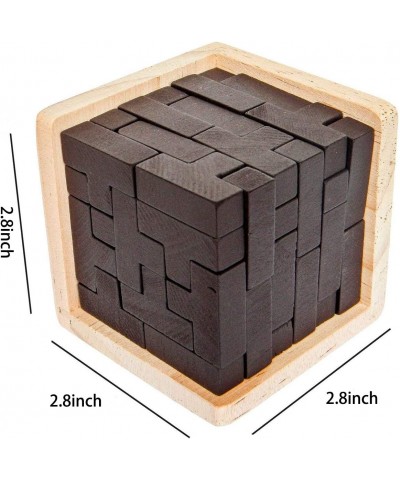 Wooden Brain Teaser Puzzle Cube Wooden Puzzles T-Shaped Jigsaw Logic Puzzle Educational Toy for Kids and Adults (Wine) $19.07...