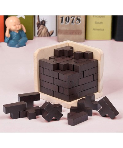 Wooden Brain Teaser Puzzle Cube Wooden Puzzles T-Shaped Jigsaw Logic Puzzle Educational Toy for Kids and Adults (Wine) $19.07...