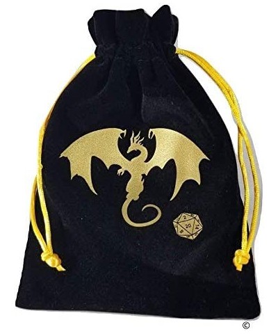 Dungeons & Dragons Black Velvet Drawstring Dice Bag with Gold Satin Interior $17.04 Game Accessories