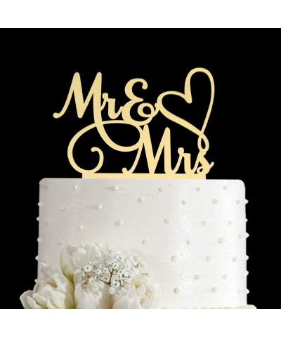 Mr and Mrs Cake Topper Bride and Groom Sign Wedding / Engagement Cake Toppers Decoration Mirror Gold Acrylic $18.72 Kids' Par...