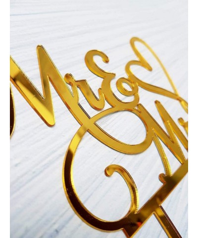 Mr and Mrs Cake Topper Bride and Groom Sign Wedding / Engagement Cake Toppers Decoration Mirror Gold Acrylic $18.72 Kids' Par...