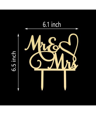 Mr and Mrs Cake Topper Bride and Groom Sign Wedding / Engagement Cake Toppers Decoration Mirror Gold Acrylic $18.72 Kids' Par...