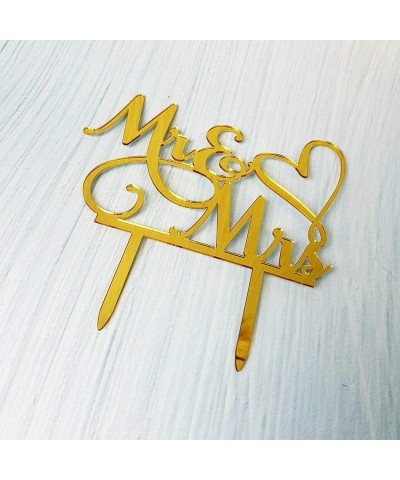 Mr and Mrs Cake Topper Bride and Groom Sign Wedding / Engagement Cake Toppers Decoration Mirror Gold Acrylic $18.72 Kids' Par...