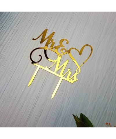 Mr and Mrs Cake Topper Bride and Groom Sign Wedding / Engagement Cake Toppers Decoration Mirror Gold Acrylic $18.72 Kids' Par...