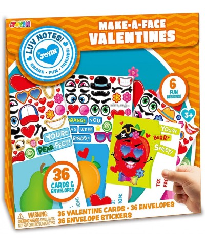 36 Pack Make-a-Face Valentines Day Cards Craft for kids with Fruit Design Valentine's Greeting Cards Valentine Classroom Exch...