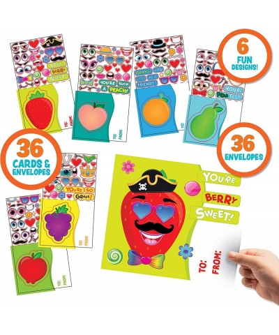 36 Pack Make-a-Face Valentines Day Cards Craft for kids with Fruit Design Valentine's Greeting Cards Valentine Classroom Exch...