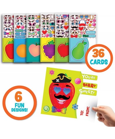 36 Pack Make-a-Face Valentines Day Cards Craft for kids with Fruit Design Valentine's Greeting Cards Valentine Classroom Exch...