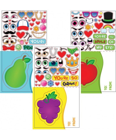 36 Pack Make-a-Face Valentines Day Cards Craft for kids with Fruit Design Valentine's Greeting Cards Valentine Classroom Exch...