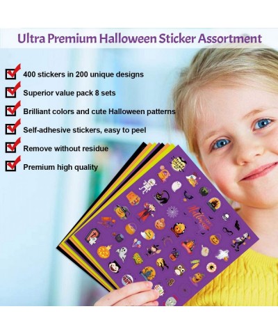 Halloween Stickers for Kids 400 Assortment Stickers for Party Favors Treats Classroom Crafts 8 Sheets $15.55 Kids' Stickers