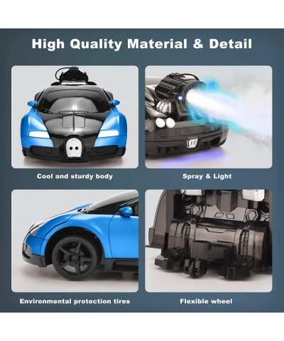 New RC Transformers Sprayed Car for Boys 4-7 Remote Control Robot with Water Mist Light Deformation Car Toys with One Button ...