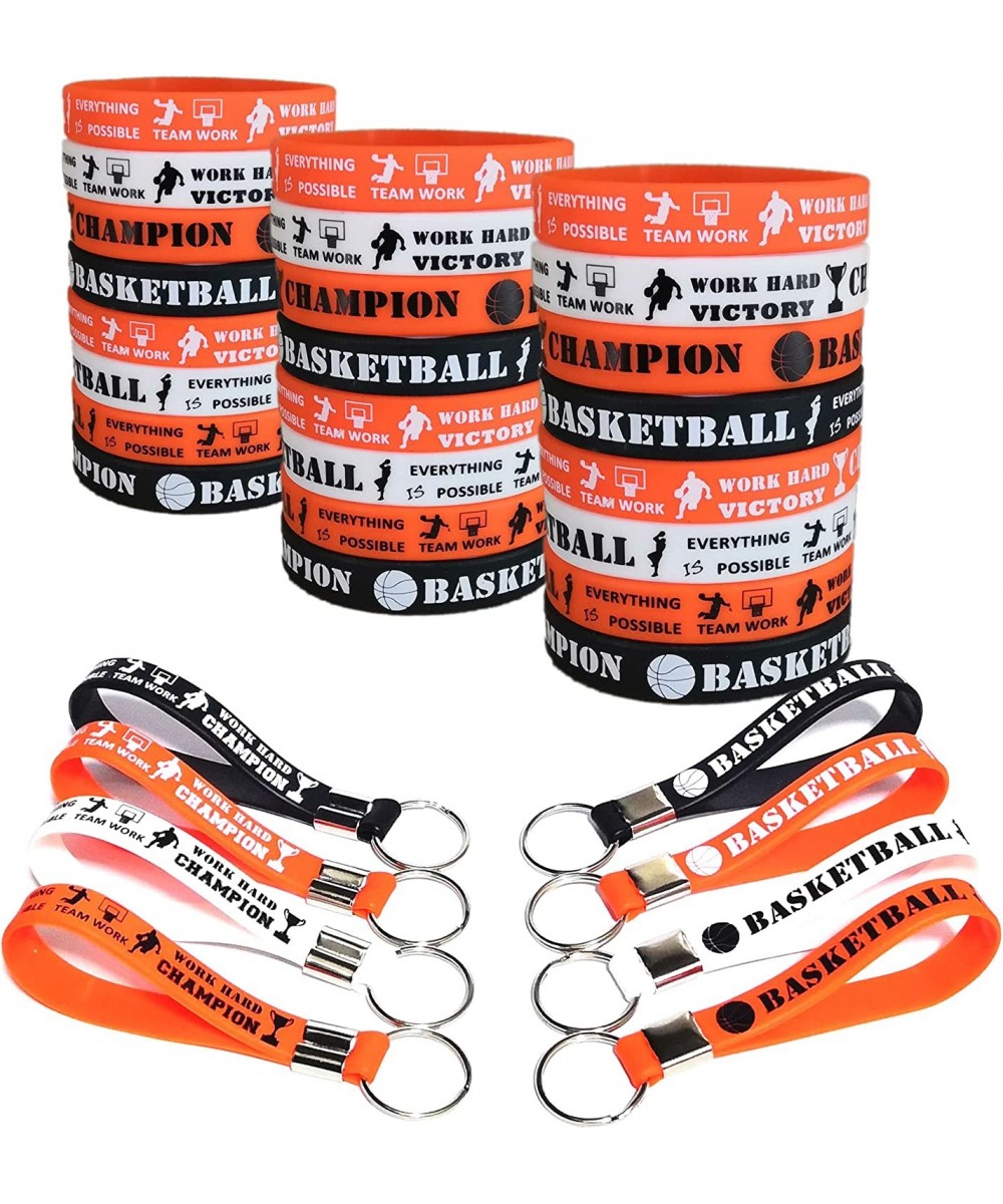 24PCS Basketball Silicone Wristbands Bracelets Keychain-Basketball Party Favors and Supplies for Boys/Girls/Carnival/Events/G...