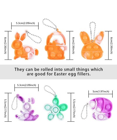 21 Pack Easter Mini Pop Fidget Toys Key Chains Bulk Popit Keychains for Kids Party favors Classroom Prizes (bunny heart squar...