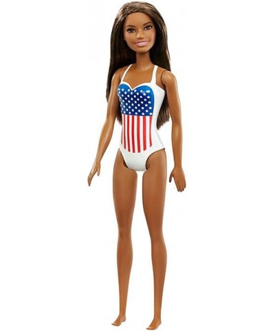 Barbie Doll USA Olympic Swimmer - African American Nikki Wearing White Swimming Suit with United States Flag Inspired Print ~...