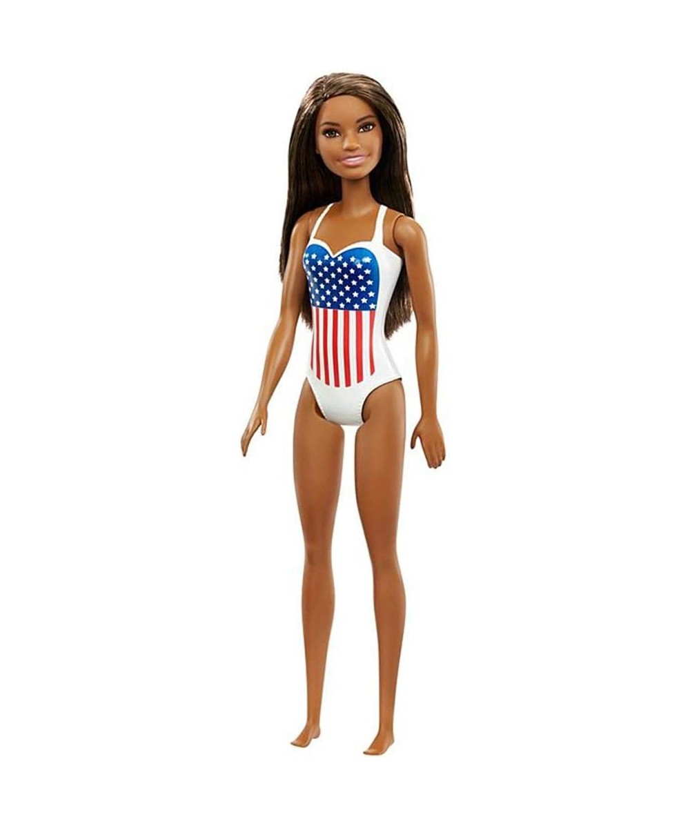 Barbie Doll USA Olympic Swimmer - African American Nikki Wearing White Swimming Suit with United States Flag Inspired Print ~...