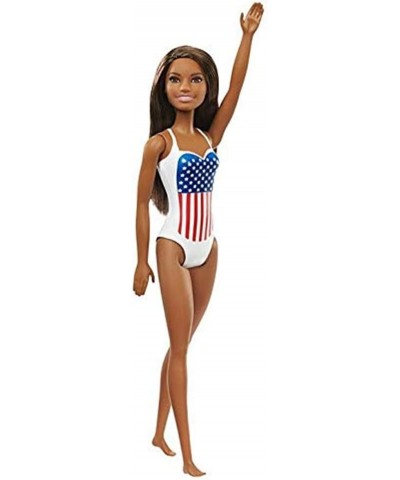 Barbie Doll USA Olympic Swimmer - African American Nikki Wearing White Swimming Suit with United States Flag Inspired Print ~...