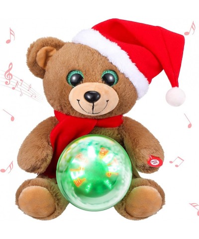 10 Inch Christmas Bear Stuffed Animals Plush Led Musical Plush Glow Singing Bear Toys for Christmas Graduation Baby Shower Bi...