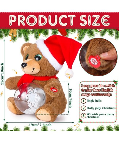 10 Inch Christmas Bear Stuffed Animals Plush Led Musical Plush Glow Singing Bear Toys for Christmas Graduation Baby Shower Bi...