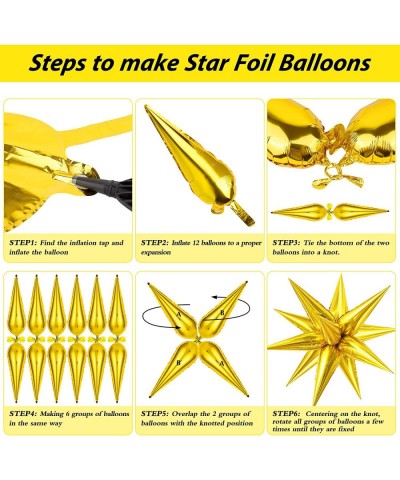 Big Starburst Balloons Explosion 26 Inch 60 Pieces Star Foil Balloons Magic Star Balloon 12 Point Spike Balloons for Wedding ...