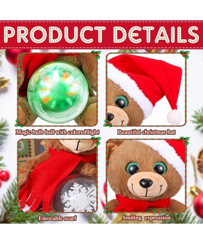 10 Inch Christmas Bear Stuffed Animals Plush Led Musical Plush Glow Singing Bear Toys for Christmas Graduation Baby Shower Bi...