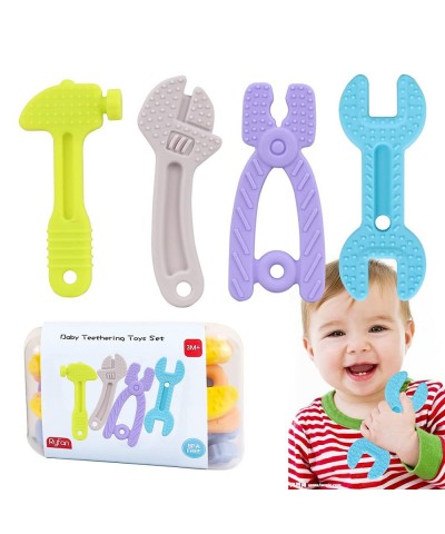 Baby Teething Toys for Babies 0-6 Months teethers for Babies 6-12 Months Baby Toys BPA Free Silicone Toolbox teether car seat...